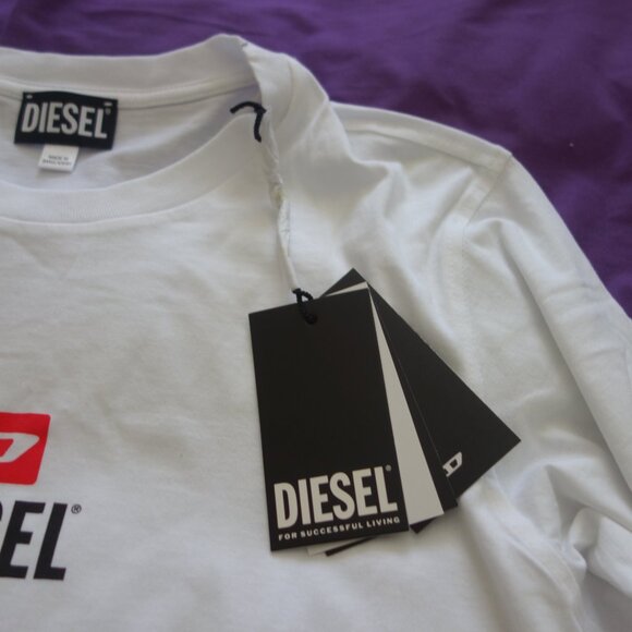 Diesel Long Sleeve White New D-LOGO 100% Cotton Size S T-Shirt *New with Tags* - Picture 6 of 12